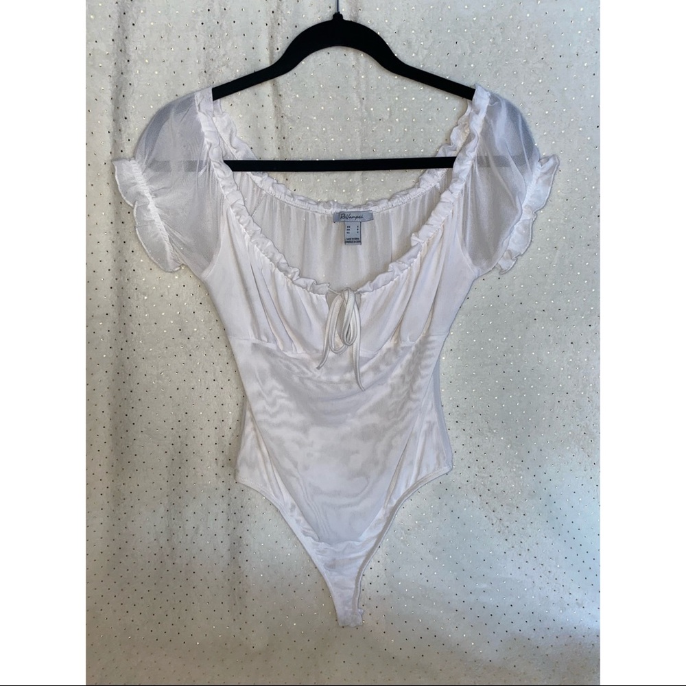 White Mesh Bodysuit, Size Small